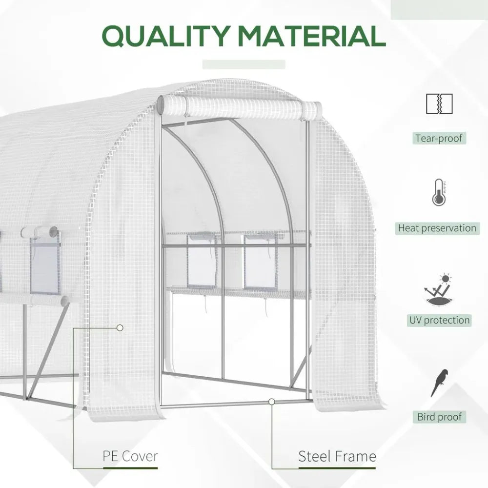 Large Outside Backyard Plant Greenhouse Hot House w/ Zippered Doors White - anydaydirect