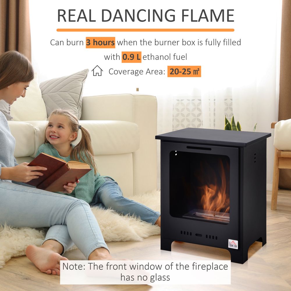 HOMCOM Free Standing Bio Ethanol Fireplace Heater with 0.9L Tank for Home Black - anydaydirect