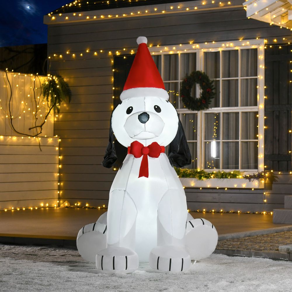 6ft Inflatable Christmas Puppy Dog Wearing Santa Hat Lighted Outdoor Indoor - anydaydirect