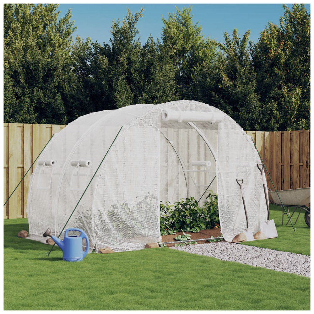 vidaXL Greenhouse with Steel Frame White 6 m² 3x2x2 m - anydaydirect