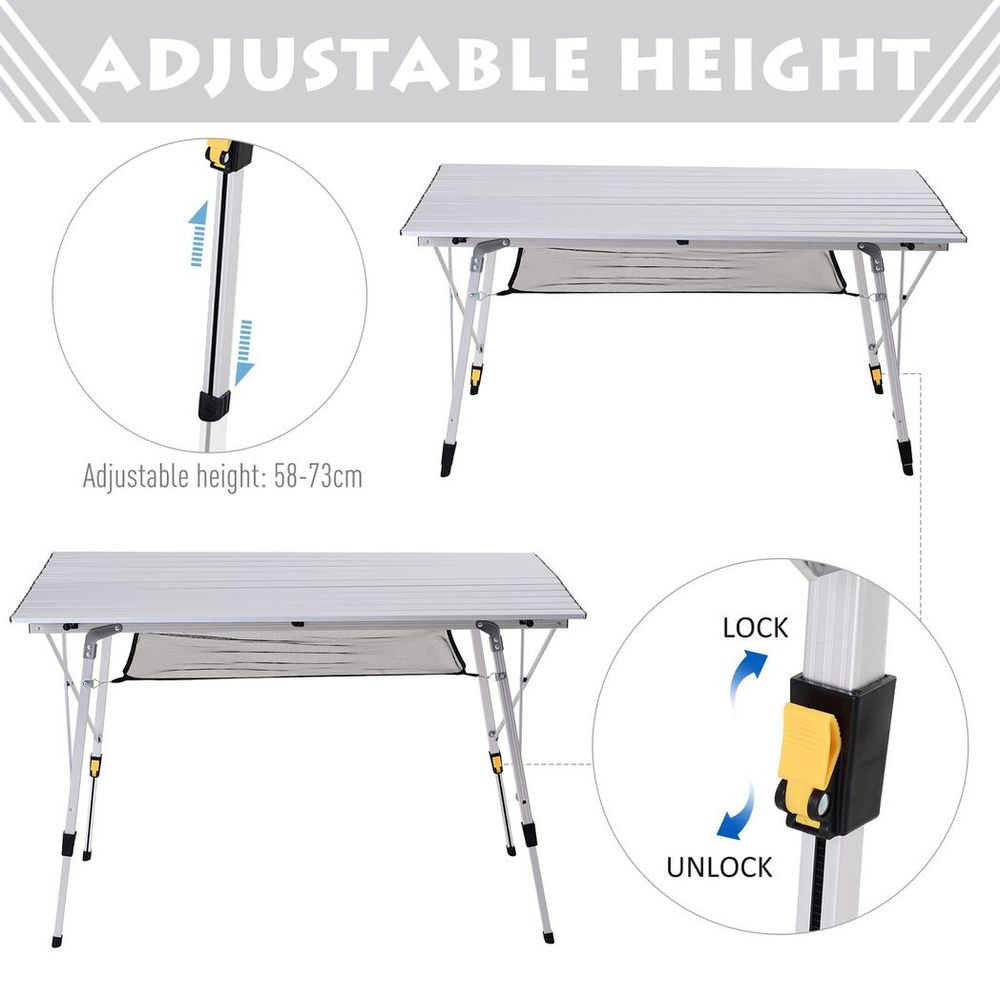 Portable Roll-up Aluminium Folding Picnic Table Outdoor BBQ Party - anydaydirect