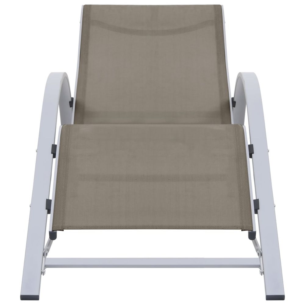 Sun Loungers 2 pcs with Table Aluminium Taupe - anydaydirect