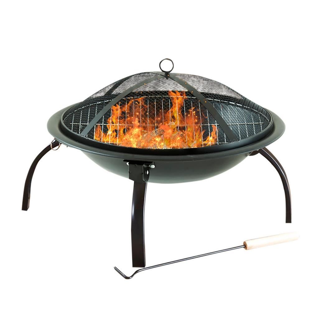 Black Garden Steel Fire Pit Outdoor Heater - anydaydirect