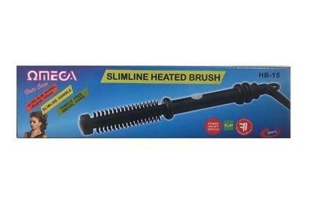 Omega Slimline 13mm Heated Hair Styling Hot Brush Black - anydaydirect