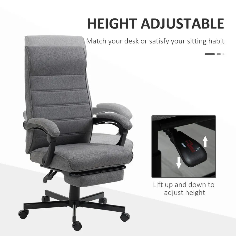 Home Office Chair High-Back Reclining Chair for Bedroom Study Living Room Grey - anydaydirect