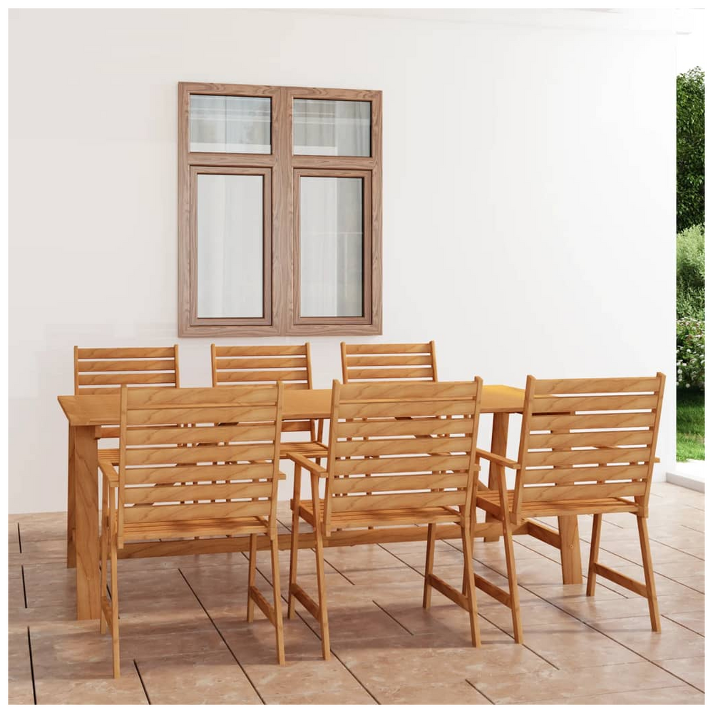 7 Piece Garden Dining Set Solid Acacia Wood - anydaydirect