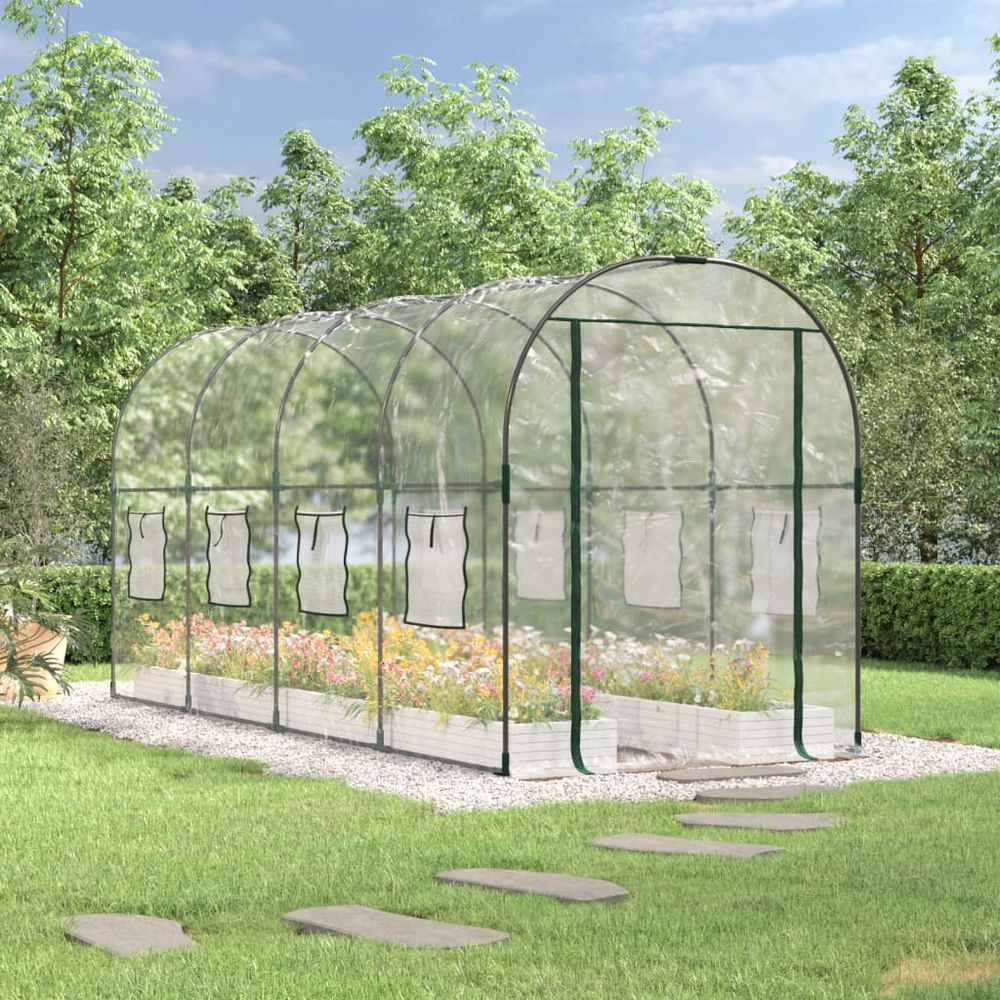 Greenhouse Transparent 161x398x188 cm PVC&Powder-coated Steel - anydaydirect