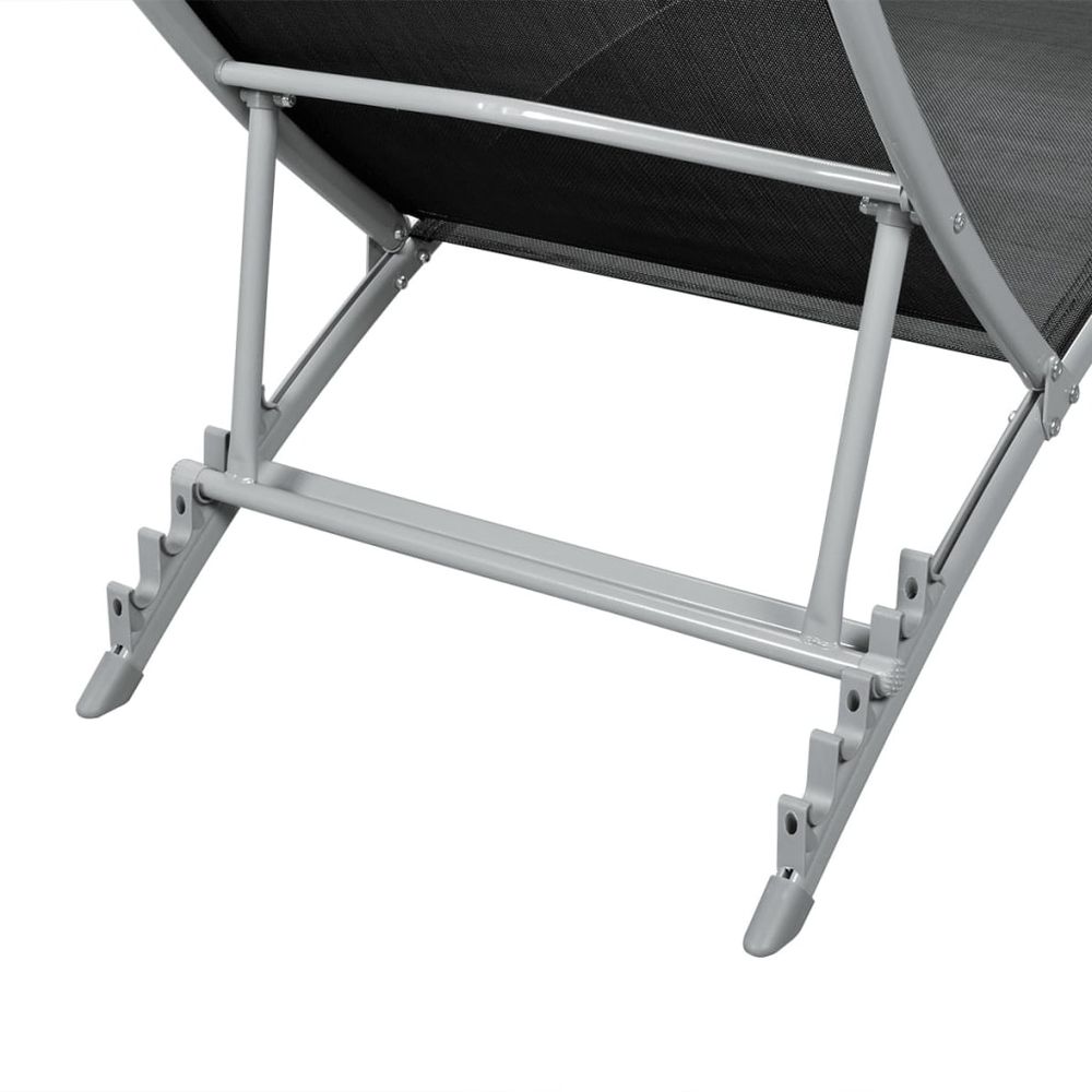 Sun Lounger Steel and Textilene Black - anydaydirect