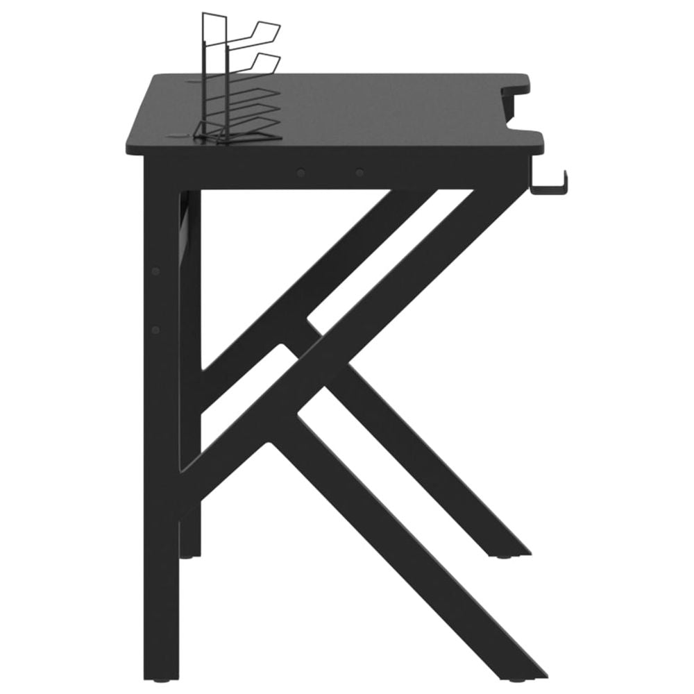Gaming Desk with K Shape Legs Black 90x60x75 cm - anydaydirect