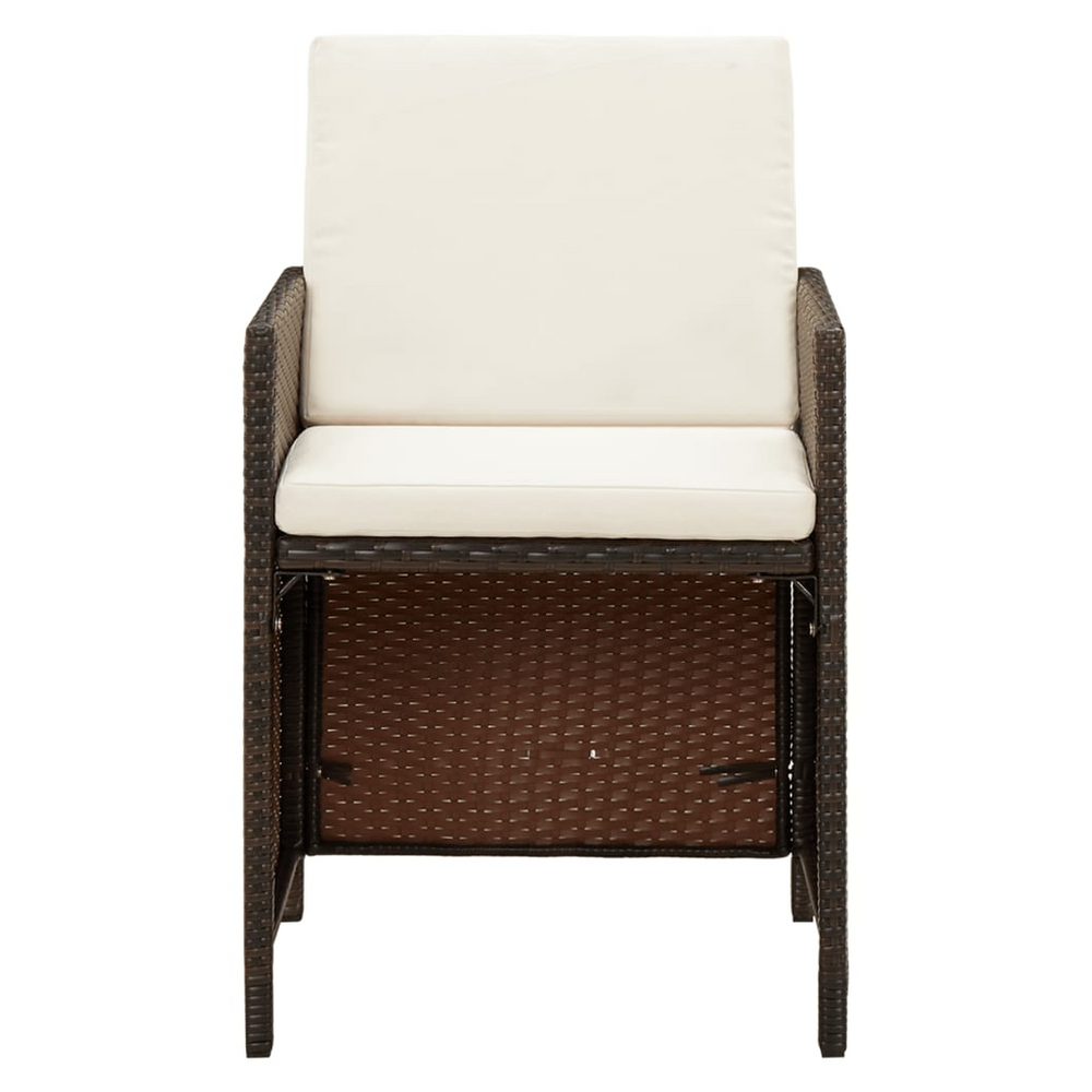 Garden Dining Chairs with Cushions 4 pcs Brown Poly Rattan - anydaydirect