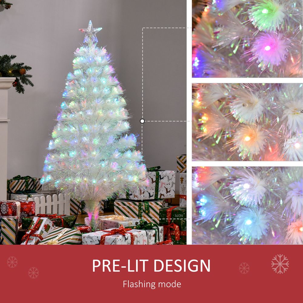 4 Feet Prelit Artificial Christmas Tree with Fiber Optic LED Light White - anydaydirect