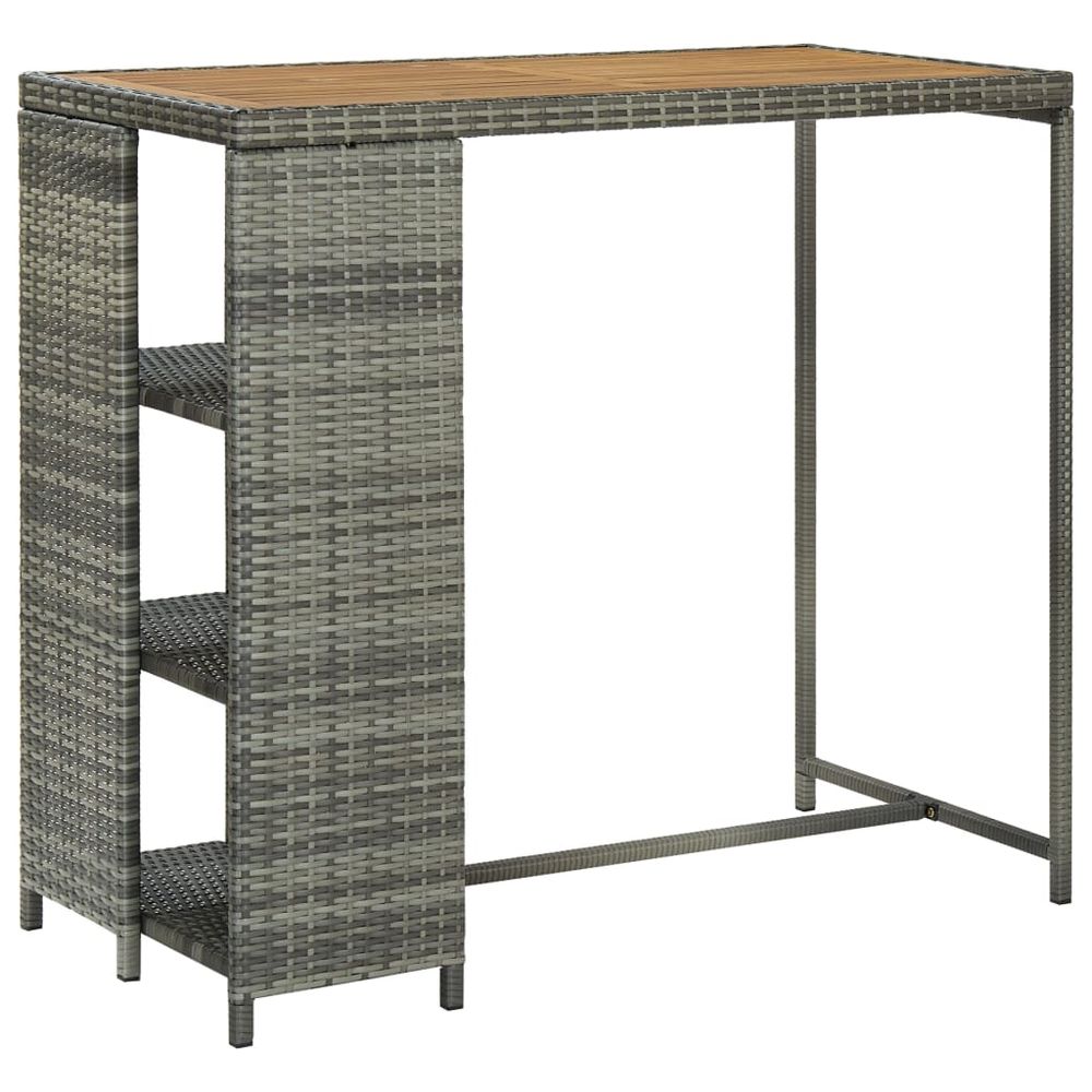 Bar Table with Storage Rack Brown 120x60x110 cm Poly Rattan - anydaydirect