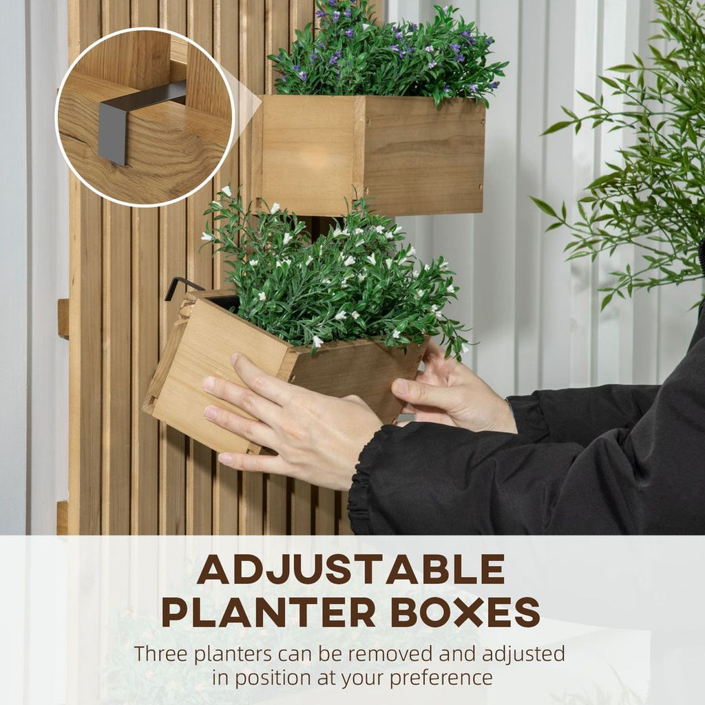 Outsunny Wooden Garden Planters with Trellis Wall-mounted Raised Garden Bed - anydaydirect