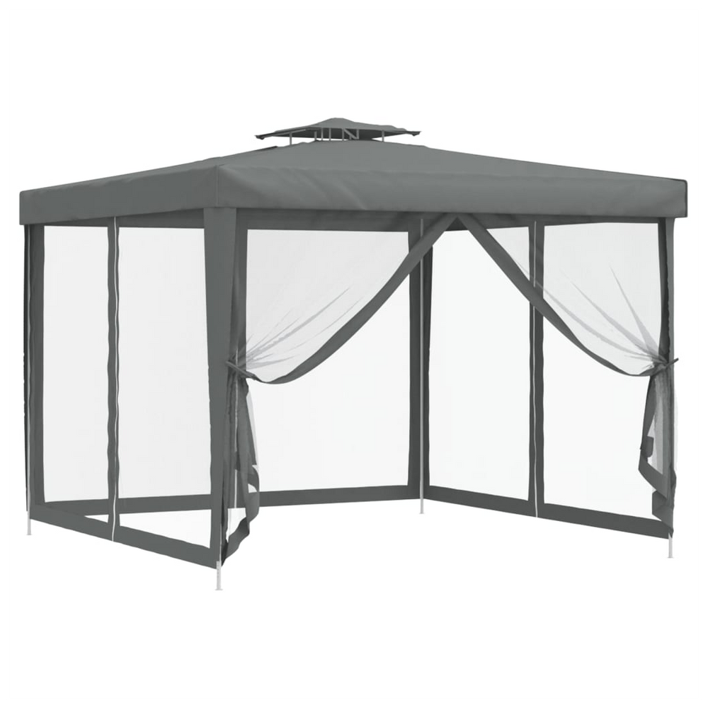 vidaXL Gazebo with Double Roof Anthracite 3x3x2.68 m Fabric - anydaydirect