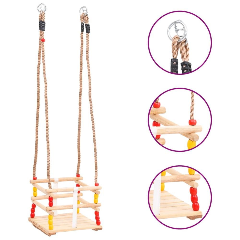 Baby Swing with Safety Belt Solid Pinewood - anydaydirect