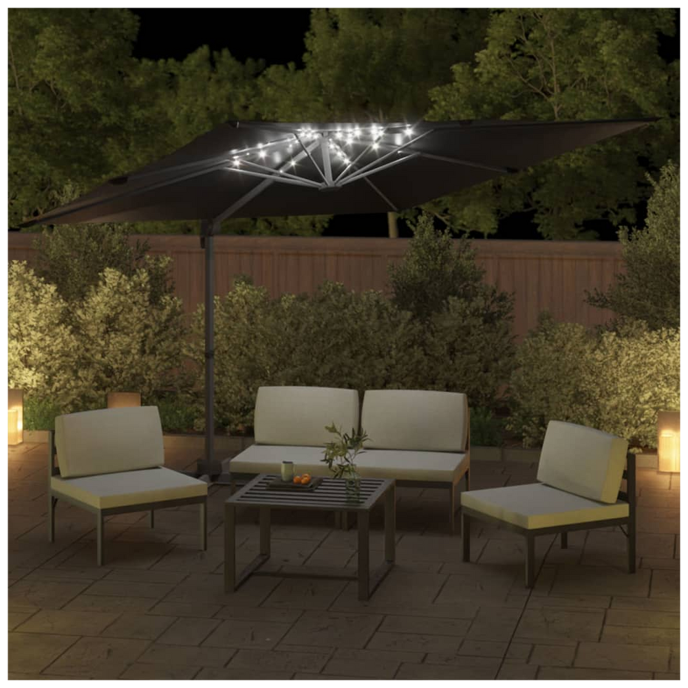 LED Cantilever Umbrella Black 400x300 cm - anydaydirect