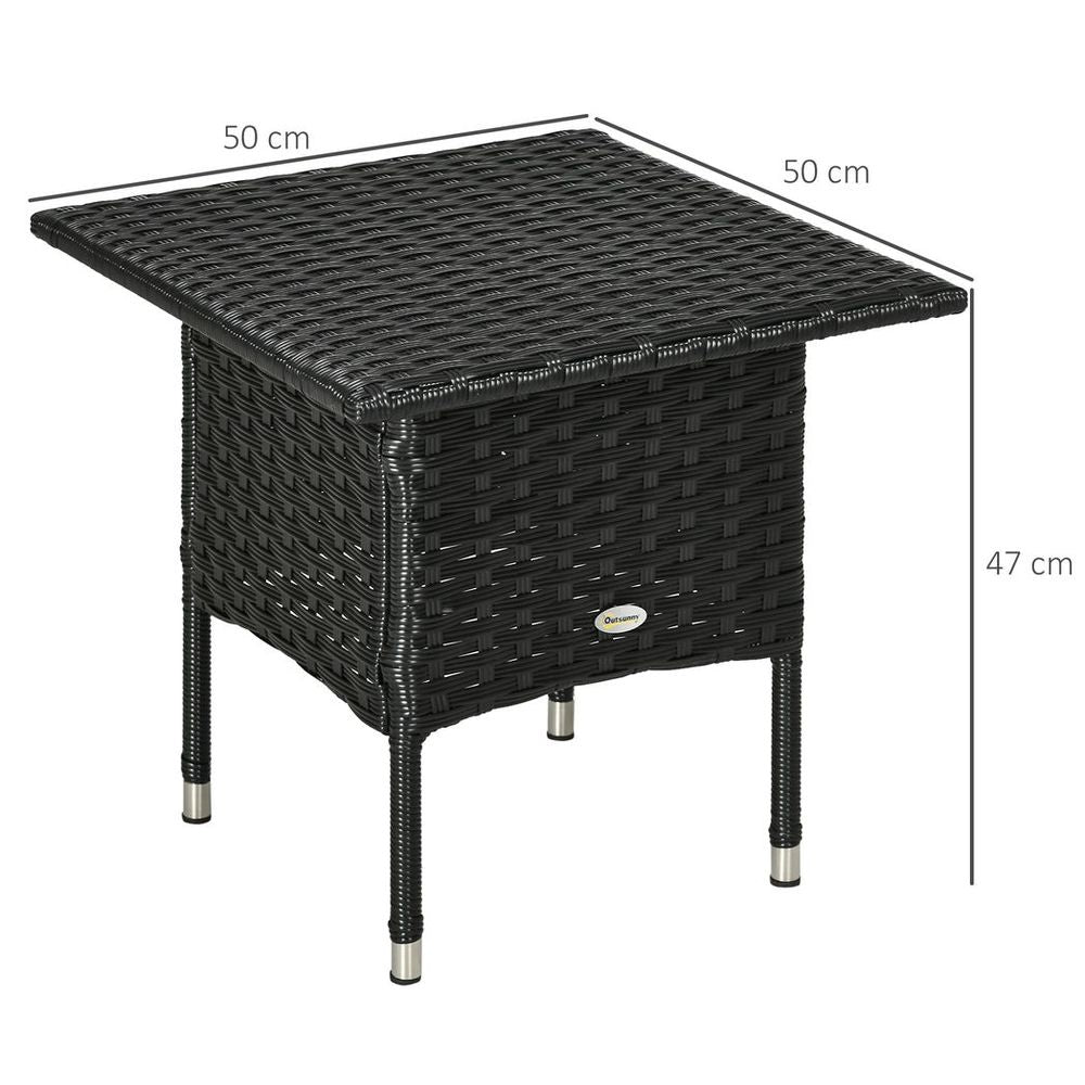 PE Rattan Outdoor Coffee Table, Rattan Side Table for Patio, Garden, Black - anydaydirect