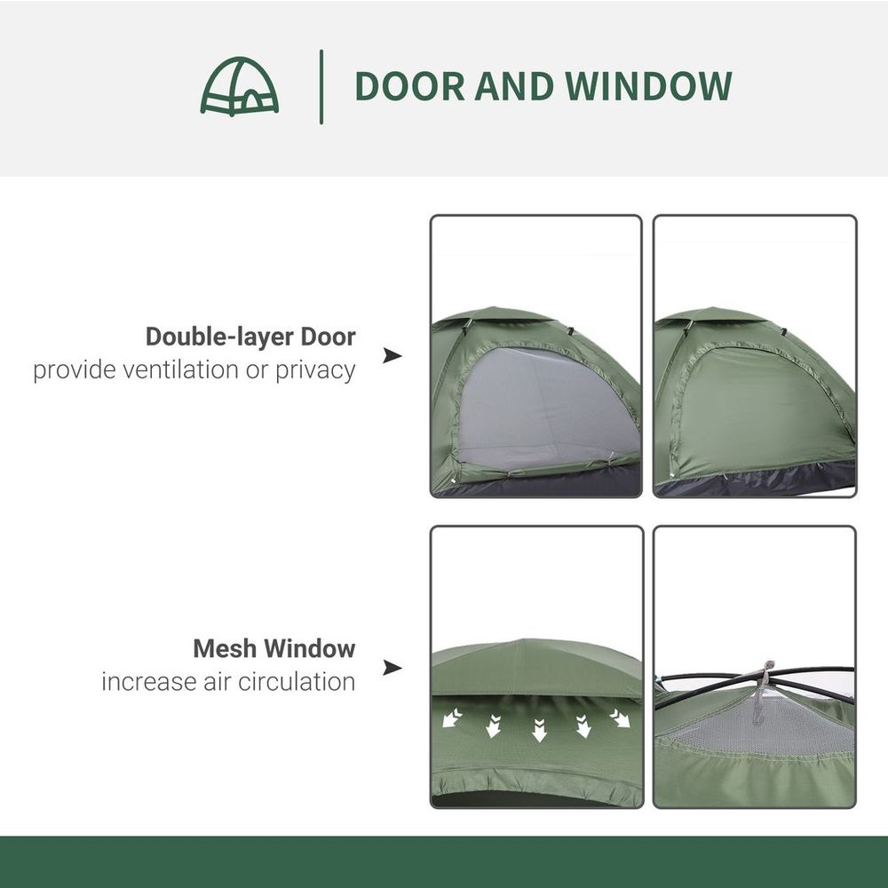 Outsunny Camping Tent for 2 Person Dome Tent w/ Storage Pocket Dark Green - anydaydirect