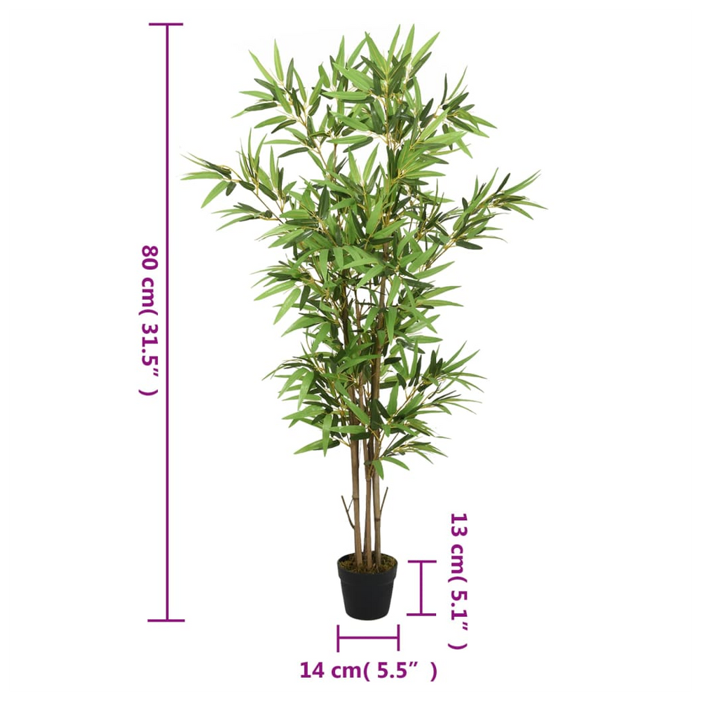 vidaXL Artificial Bamboo Tree 368 Leaves 80 cm Green - anydaydirect