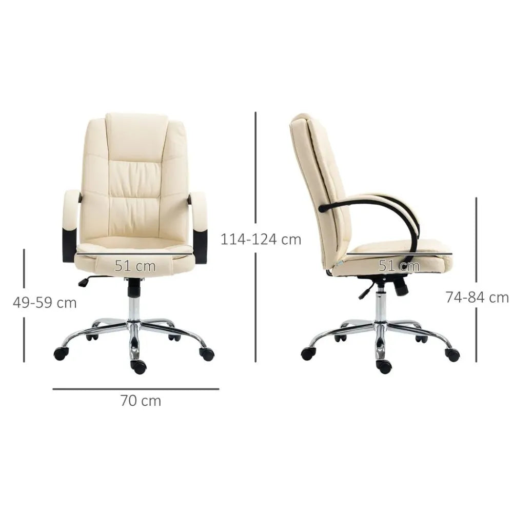 PU Leather Executive Office Chair High Back Height Adjustable Desk Chair, Beige - anydaydirect