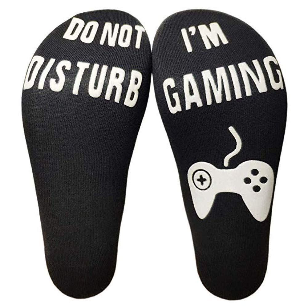 Do Not Disturb, I'm Gaming' Funny Ankle Gamer Socks , Black, White, Grey & Blue - anydaydirect