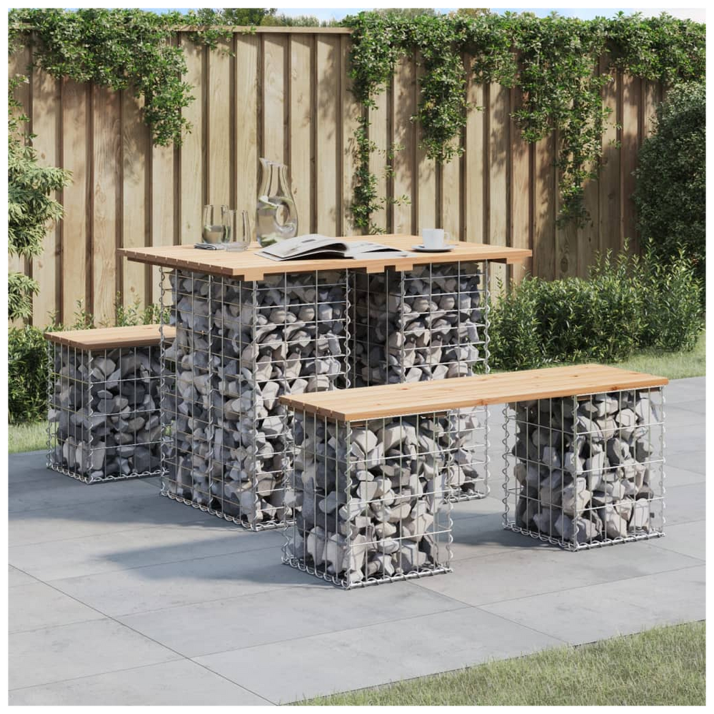 vidaXL Garden Bench Gabion Design 100x70x72 cm Solid Wood Pine - anydaydirect