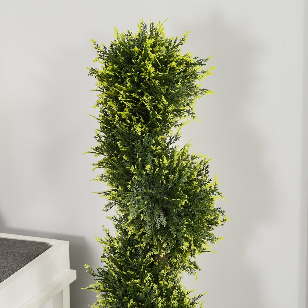 Set Of 2 90cm Artificial Spiral Topiary Trees & Pot Fake Greenery Plant - anydaydirect