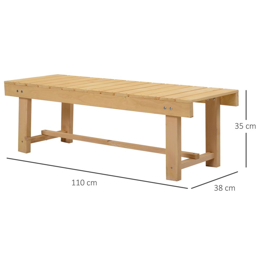 Outsunny 2-Seater Outdoor Garden Fir Wood Patio Bench - anydaydirect