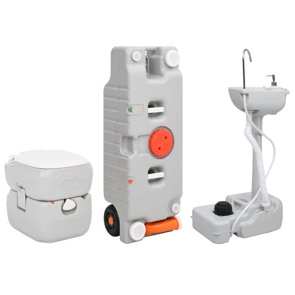 Portable Camping Toilet and Handwash Stand Set with Water Tank - anydaydirect