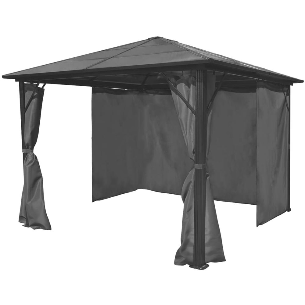 Gazebo with Curtain Anthracite Aluminium 300x300 cm - anydaydirect