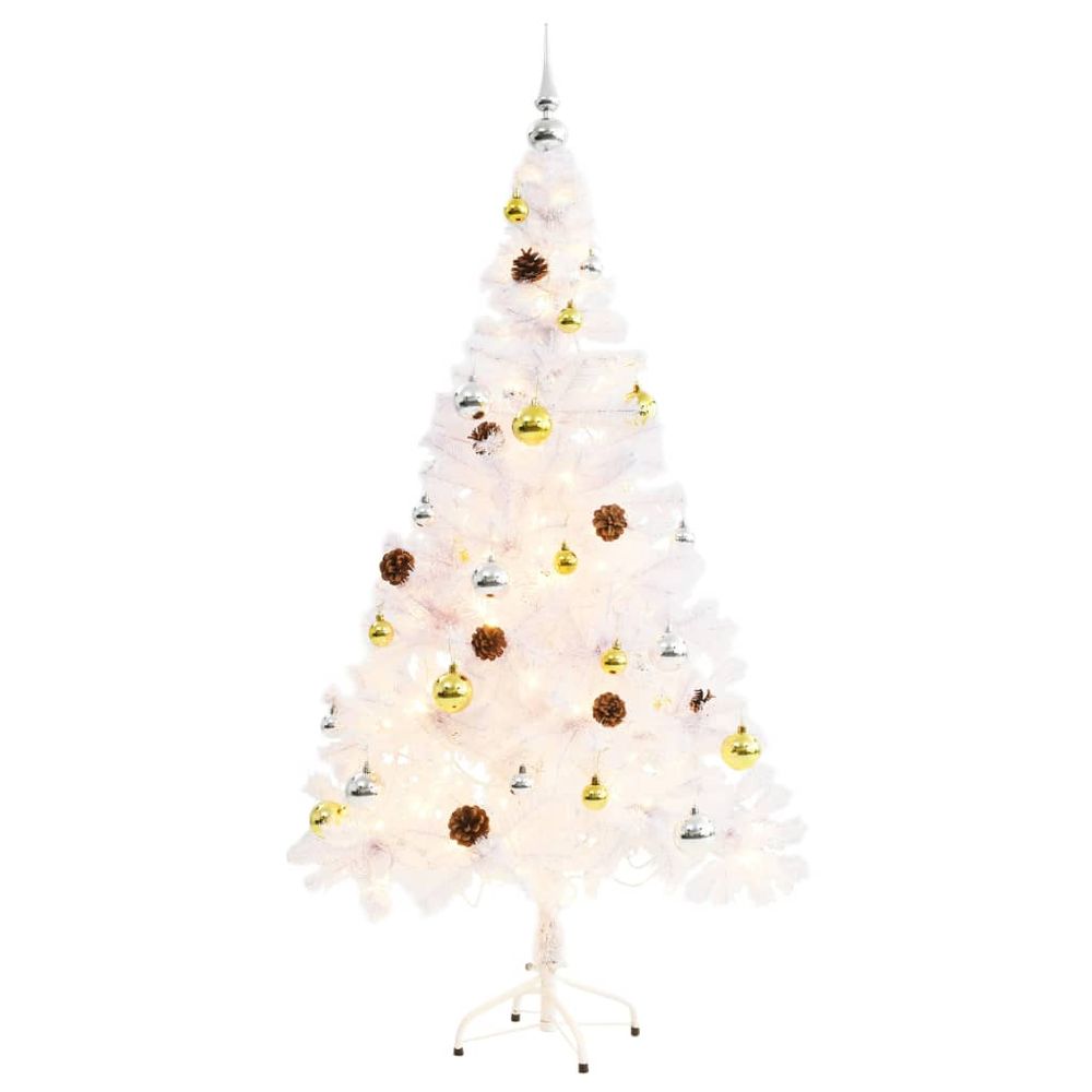 Artificial Christmas Tree with Baubles and LEDs White 150 cm to 210 cm - anydaydirect