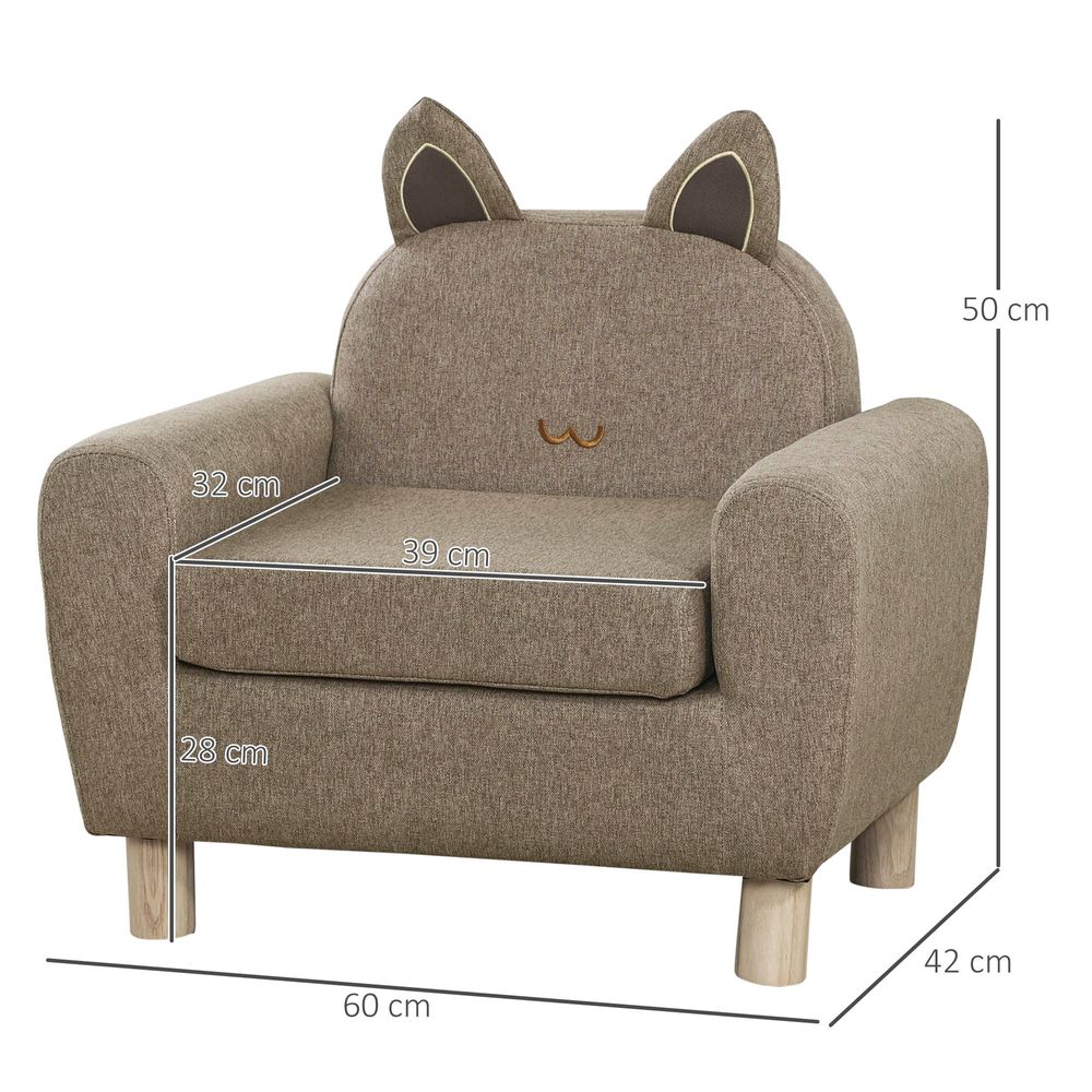 Kids Mini Sofa Toddler Chair Children Armchair for Bedroom Playroom Brown - anydaydirect