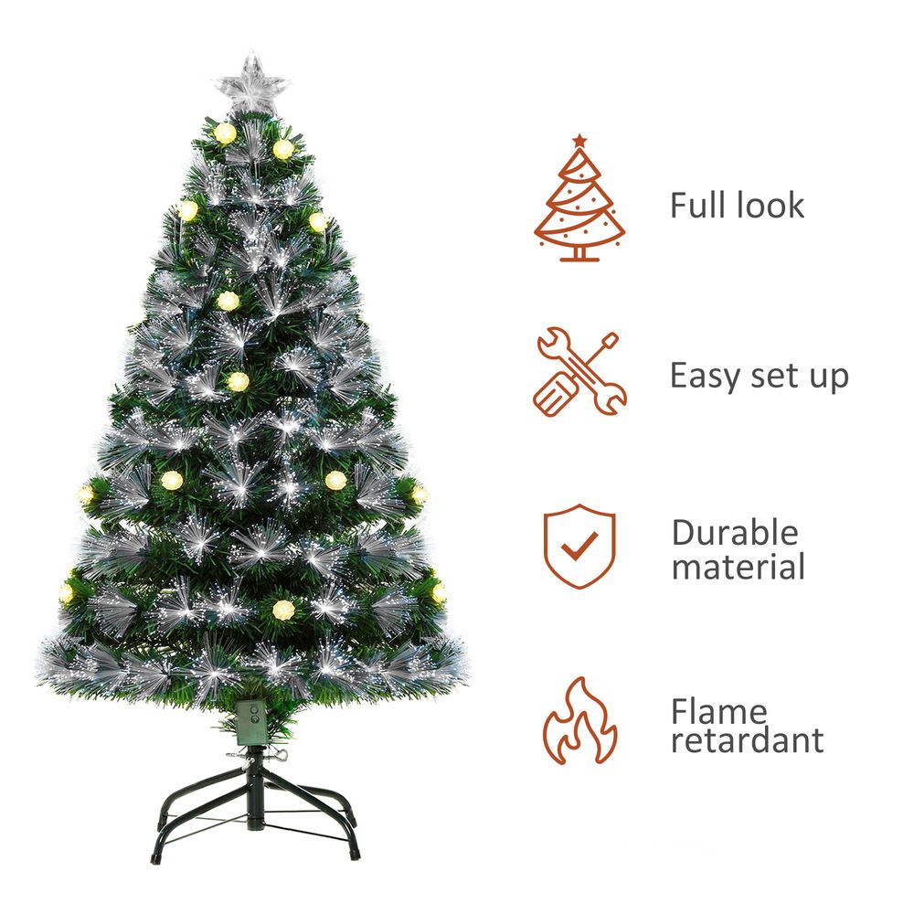 4ft White Light Christmas Tree 90 LEDs Star Topper Tri-Base Pre-Lit Home - anydaydirect