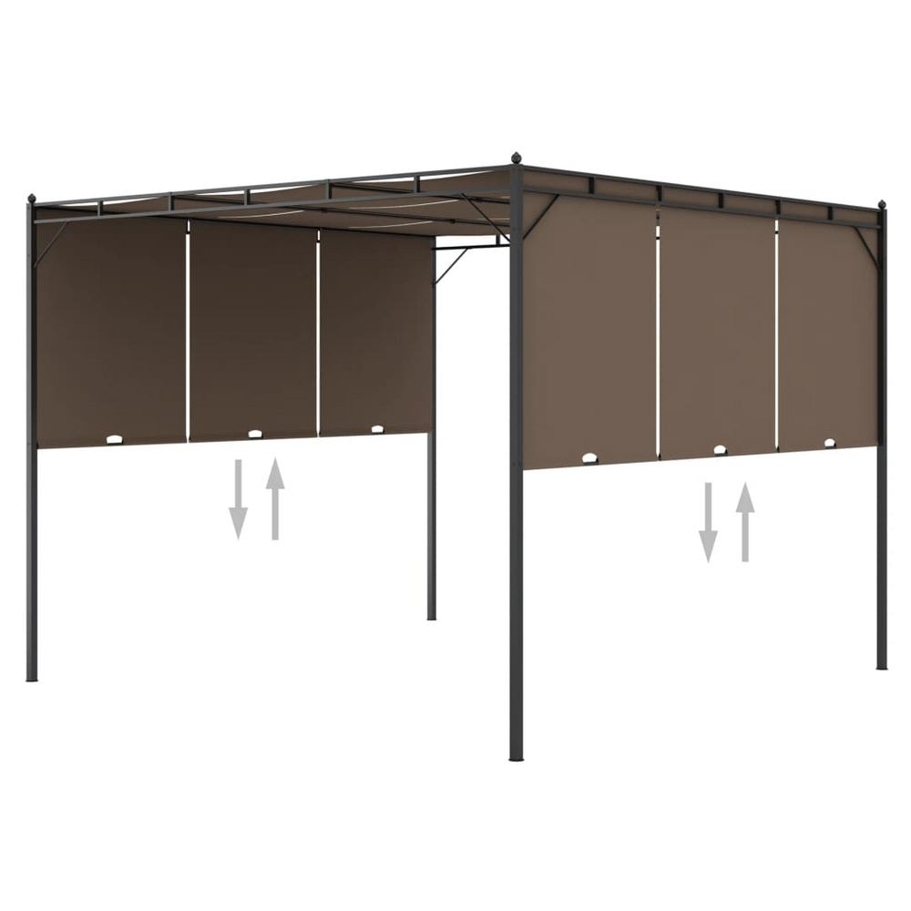 Garden Gazebo with Side Curtain 3x3x2.25 m Taupe - anydaydirect