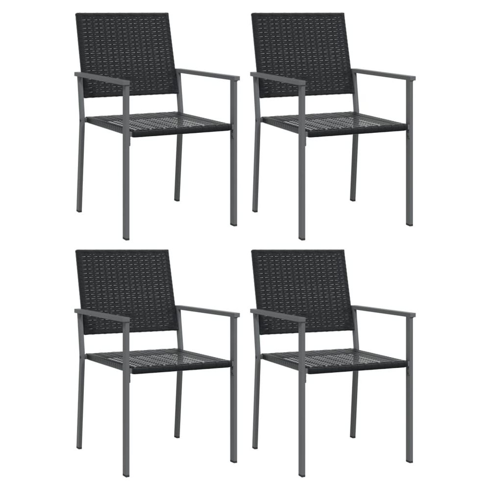 vidaXL Garden Chairs 4 pcs Black 54x62.5x89 cm Poly Rattan - anydaydirect