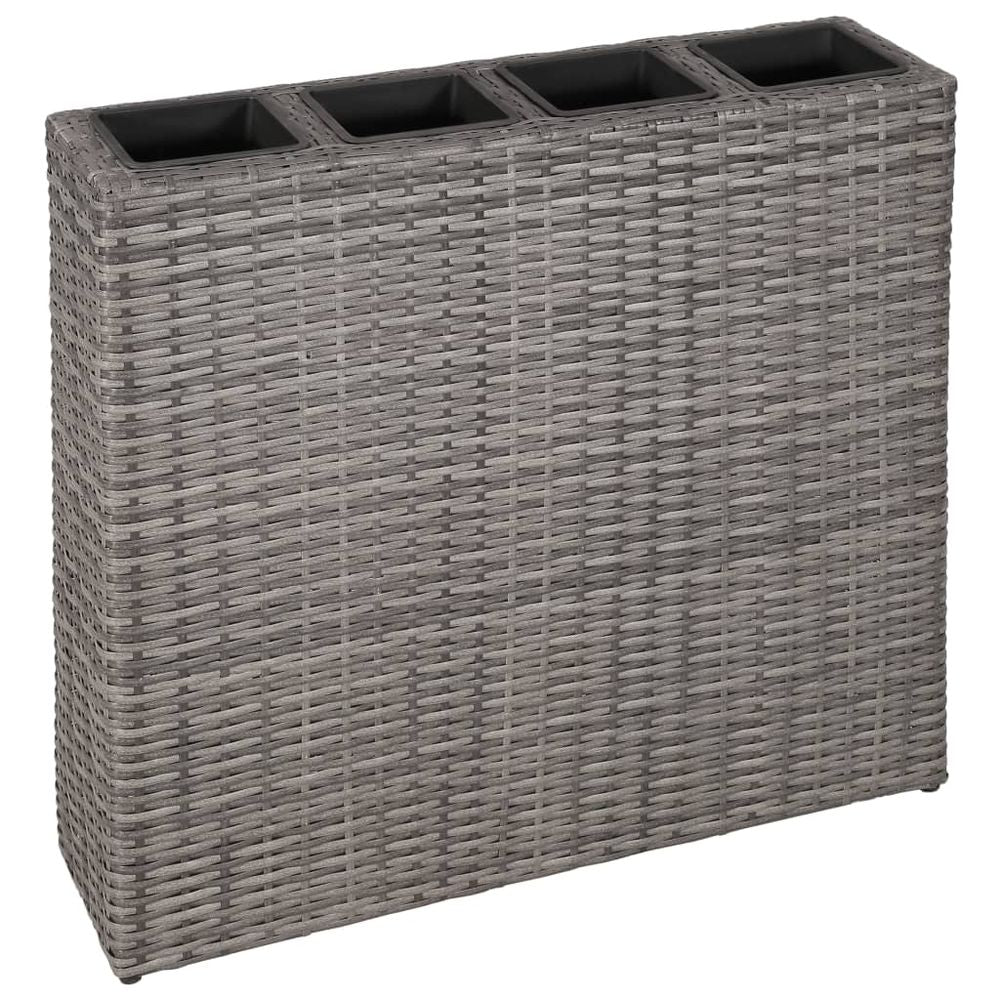 Garden Raised Bed with 4 Pots 2 pcs Poly Rattan Grey(2x45426) - anydaydirect