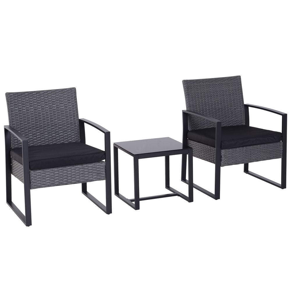 3 Pieces Rattan Dining Set Patio Bistro Table Chair Conversation Set - anydaydirect