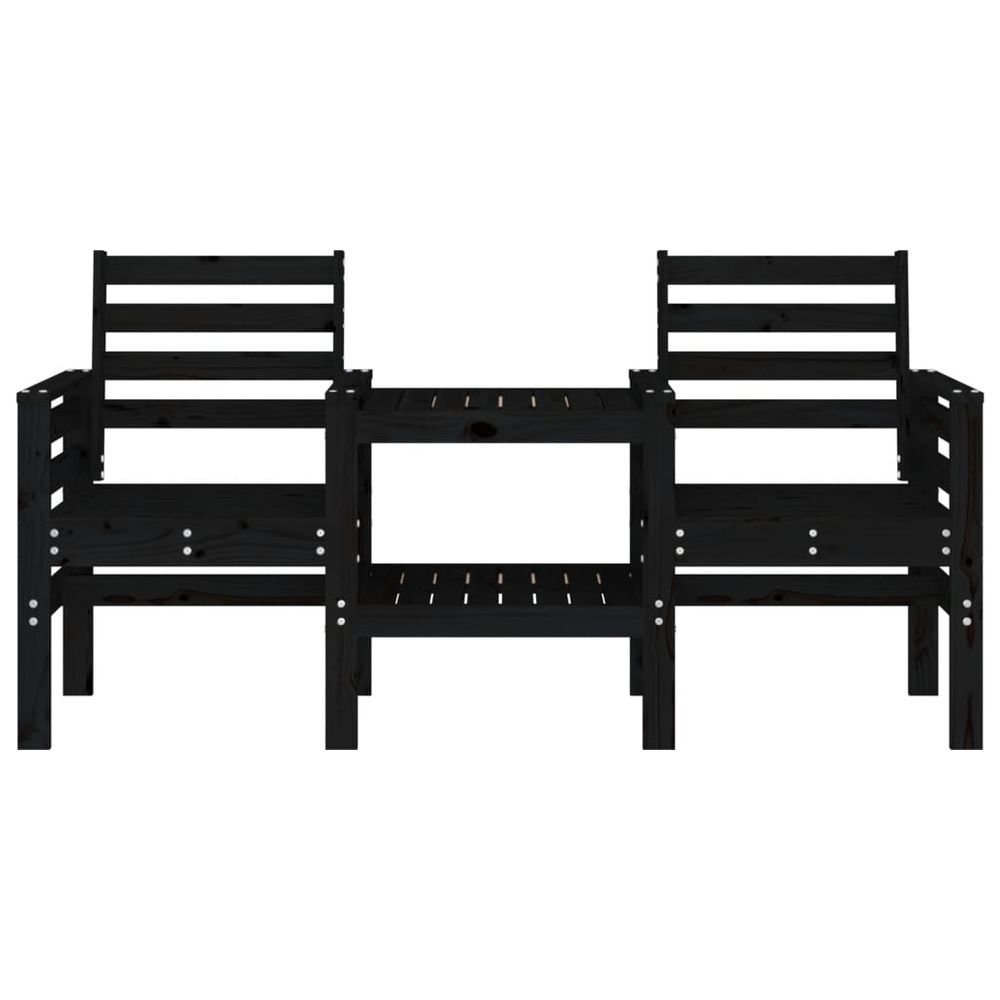 vidaXL Garden Bench with Table 2-Seater Black Solid Wood Pine - anydaydirect