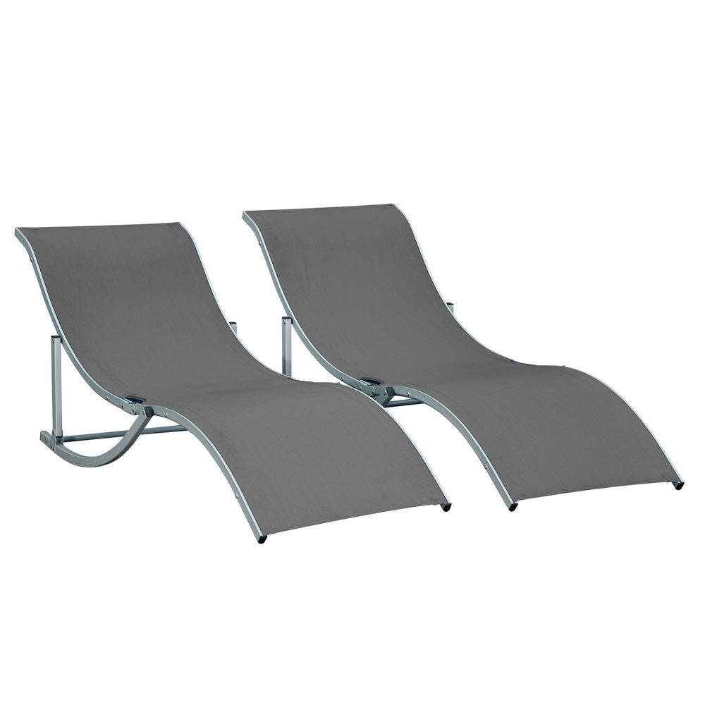 Set of 2 S-shaped Zero Gravity recliners 165x61x63cm Dark Grey - anydaydirect