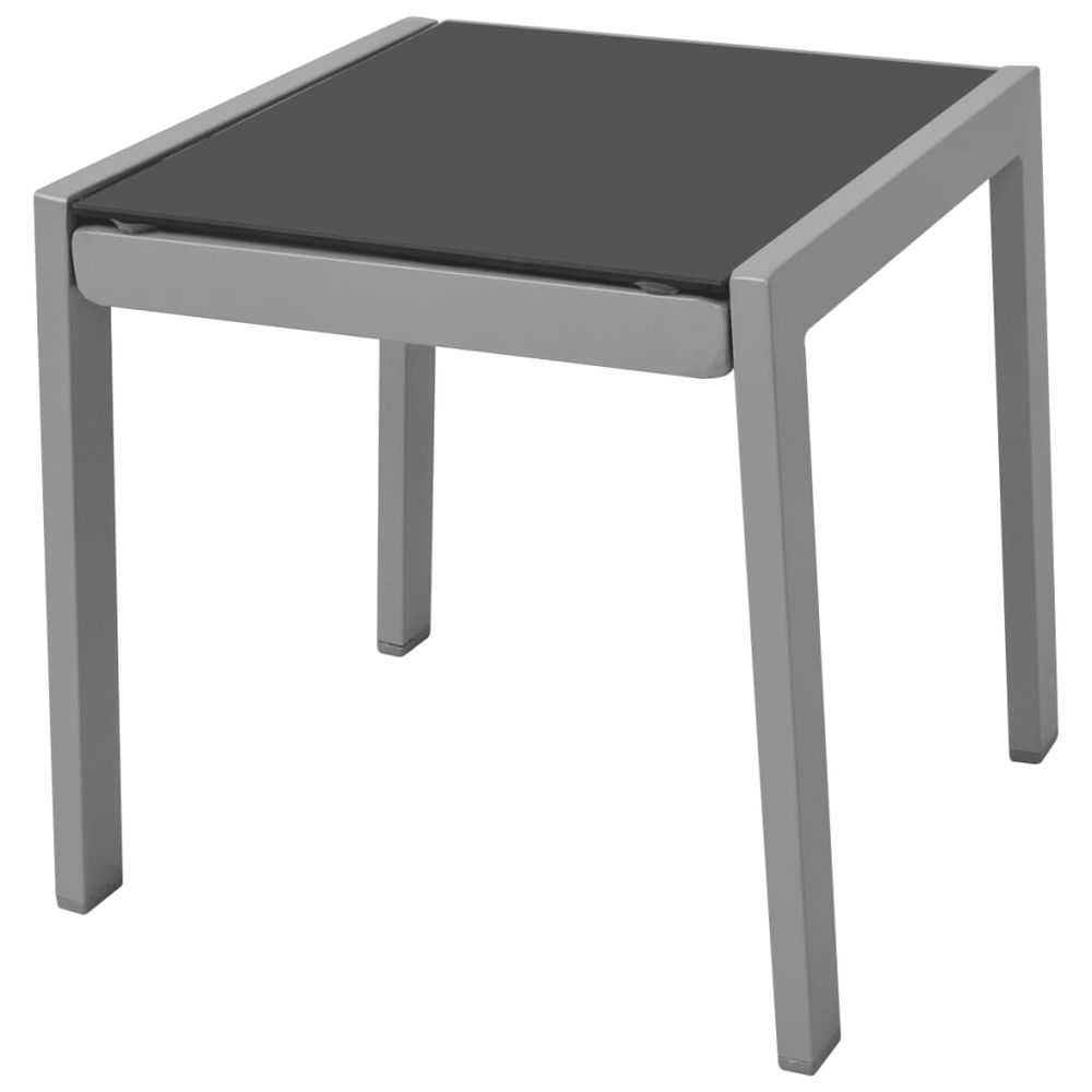 Sun Loungers with Table Aluminium Black - anydaydirect