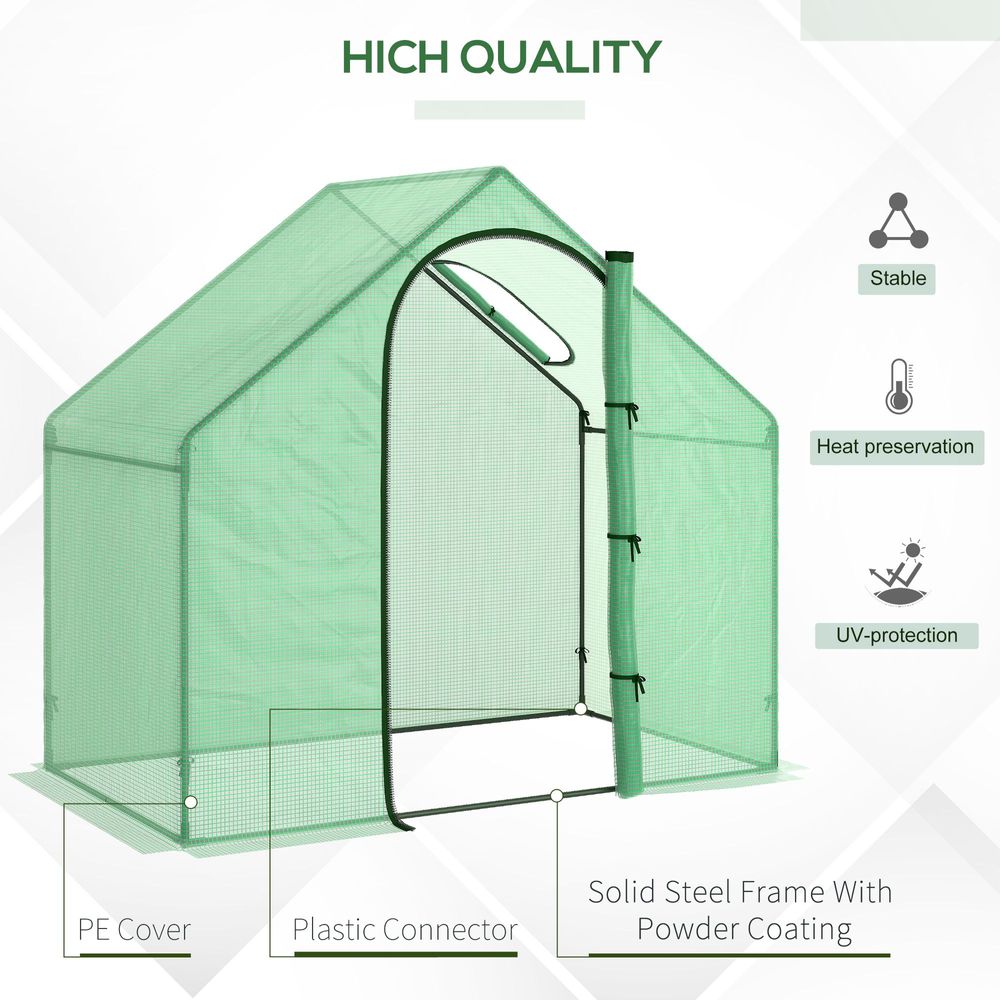 Outsunny Walk-In Portable Greenhouse Mini Grown House Steel Frame Window Green - anydaydirect