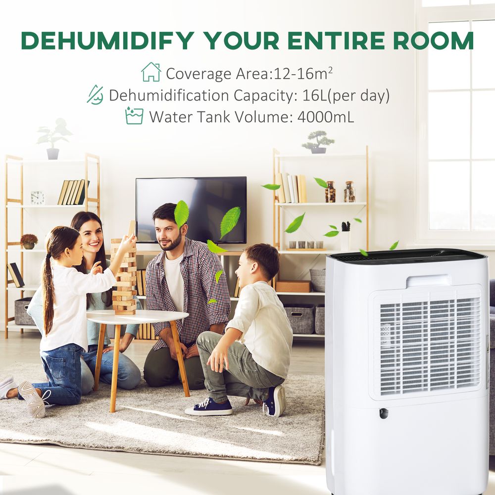 16L/Day 4000ML Portable Quiet Dehumidifier Home Laundry Room Electric Moisture - anydaydirect