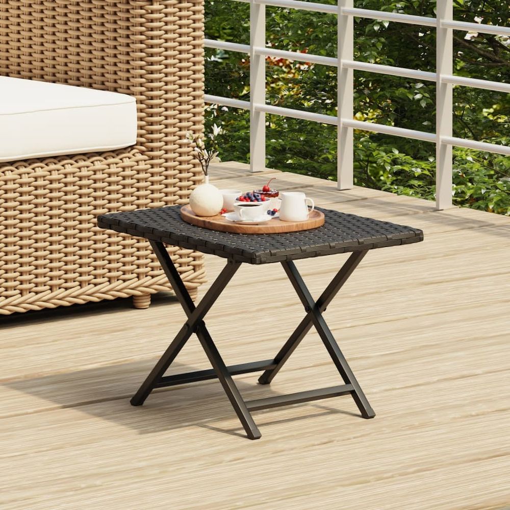 Folding Table Brown 45x35x32 cm Poly Rattan - anydaydirect