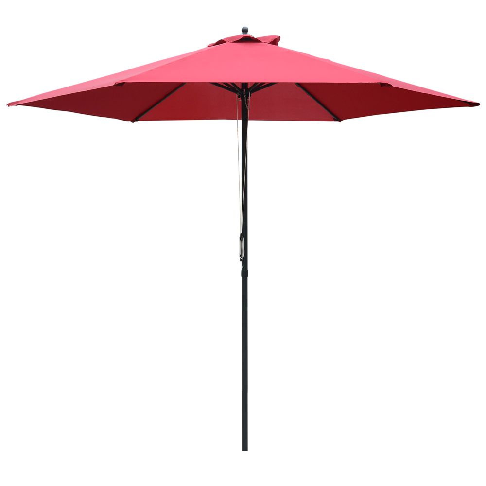 Outsunny Umbrella Parasol ?2.8x2.4 m, Steel, Polyester-Wine Red - anydaydirect
