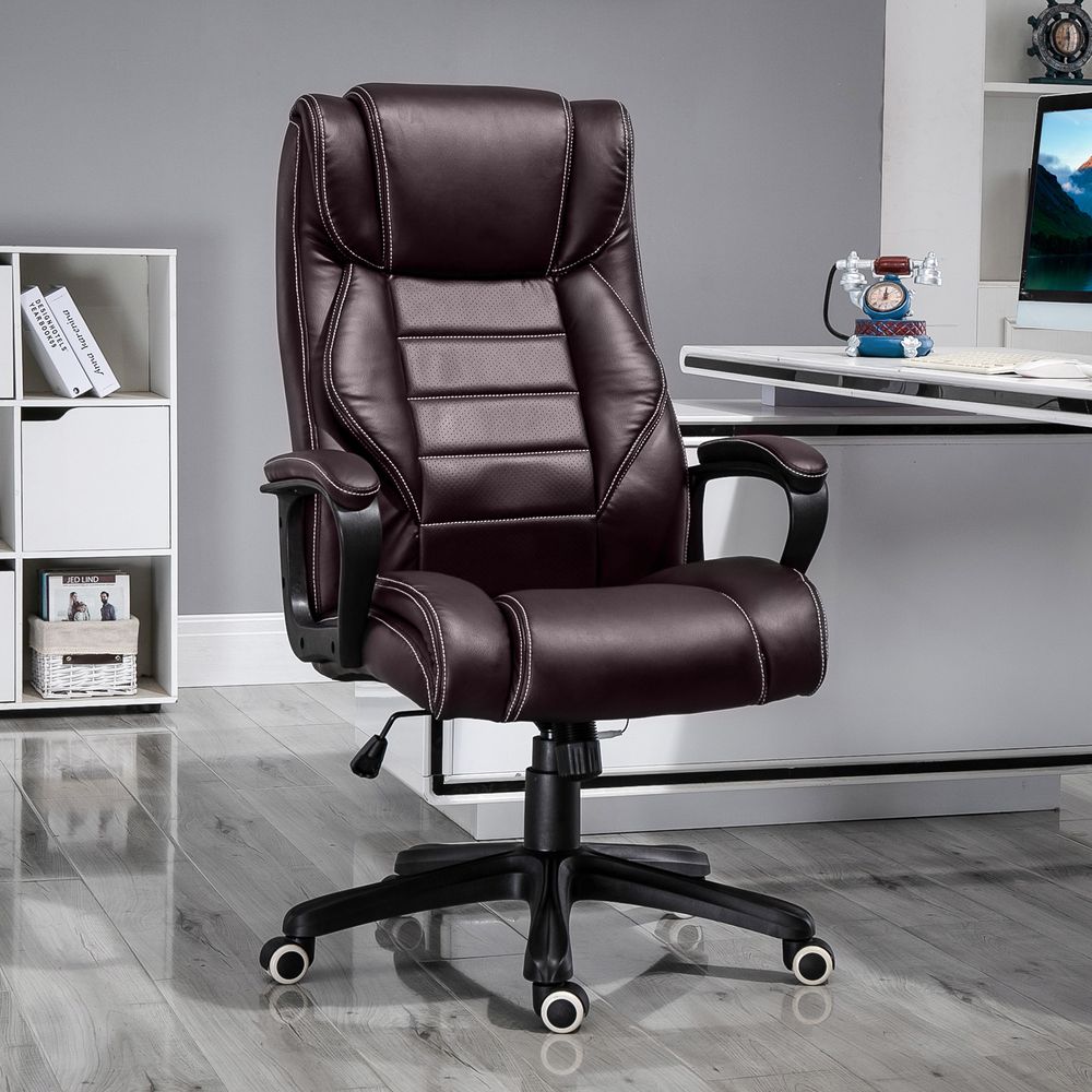 High Back 6 Points Vibration Massage Executive Office Chair, Brown Vinsetto - anydaydirect