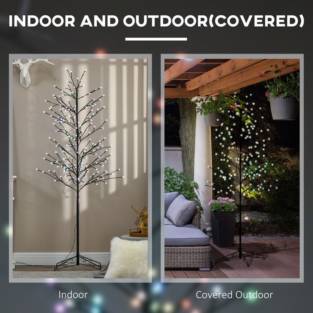 HOMCOM 6ft Artificial Tree with Colourful LED, Indoor Outdoor Tree Light - anydaydirect