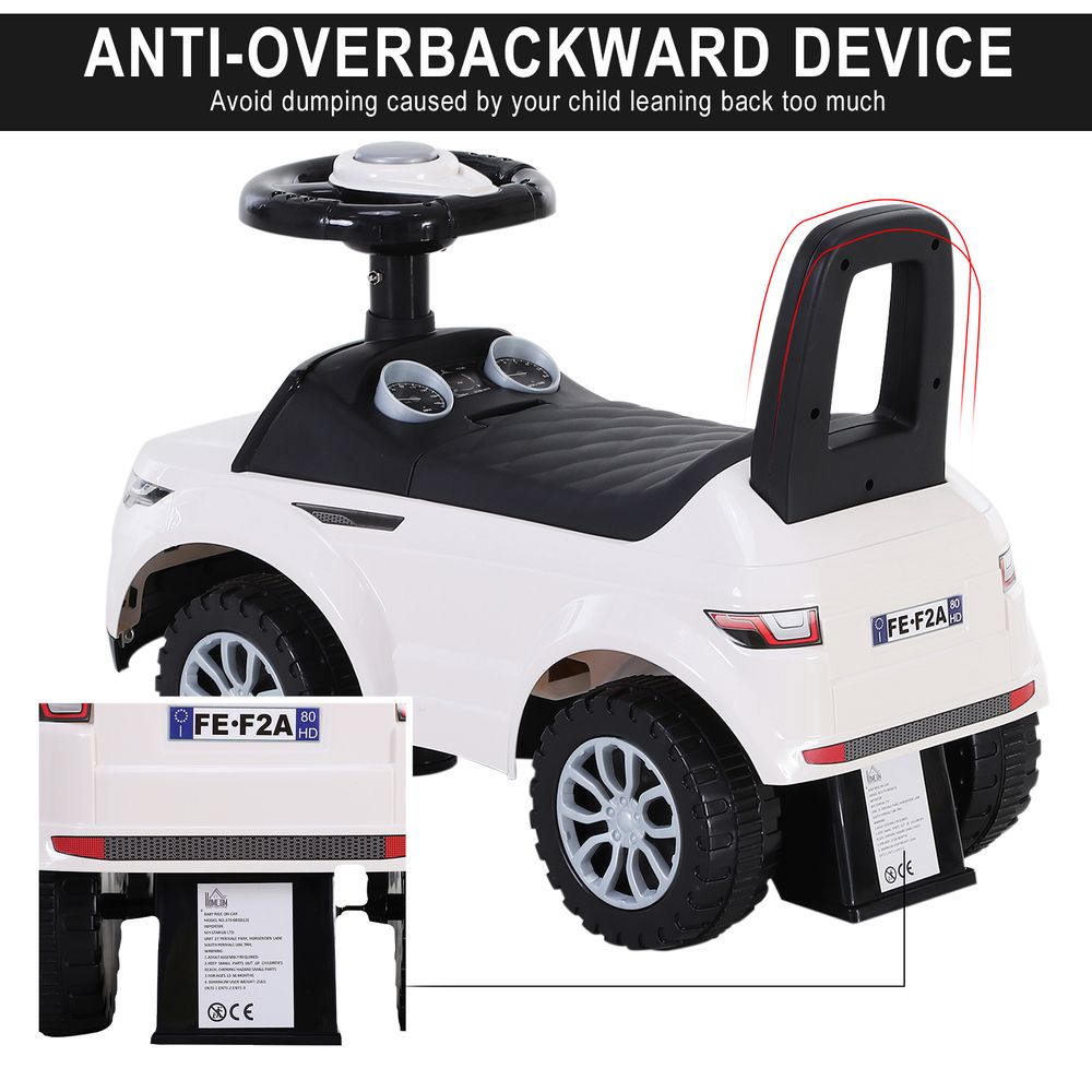 3-in-1 Ride On Car Foot To Floor Slider Toddler w/ Horn Steering White - anydaydirect