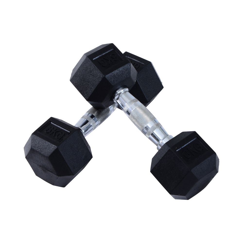 Hexagonal Dumbbells Kit Weight Lifting Exercise for Home Fitness 2x6kg HOMCOM - anydaydirect