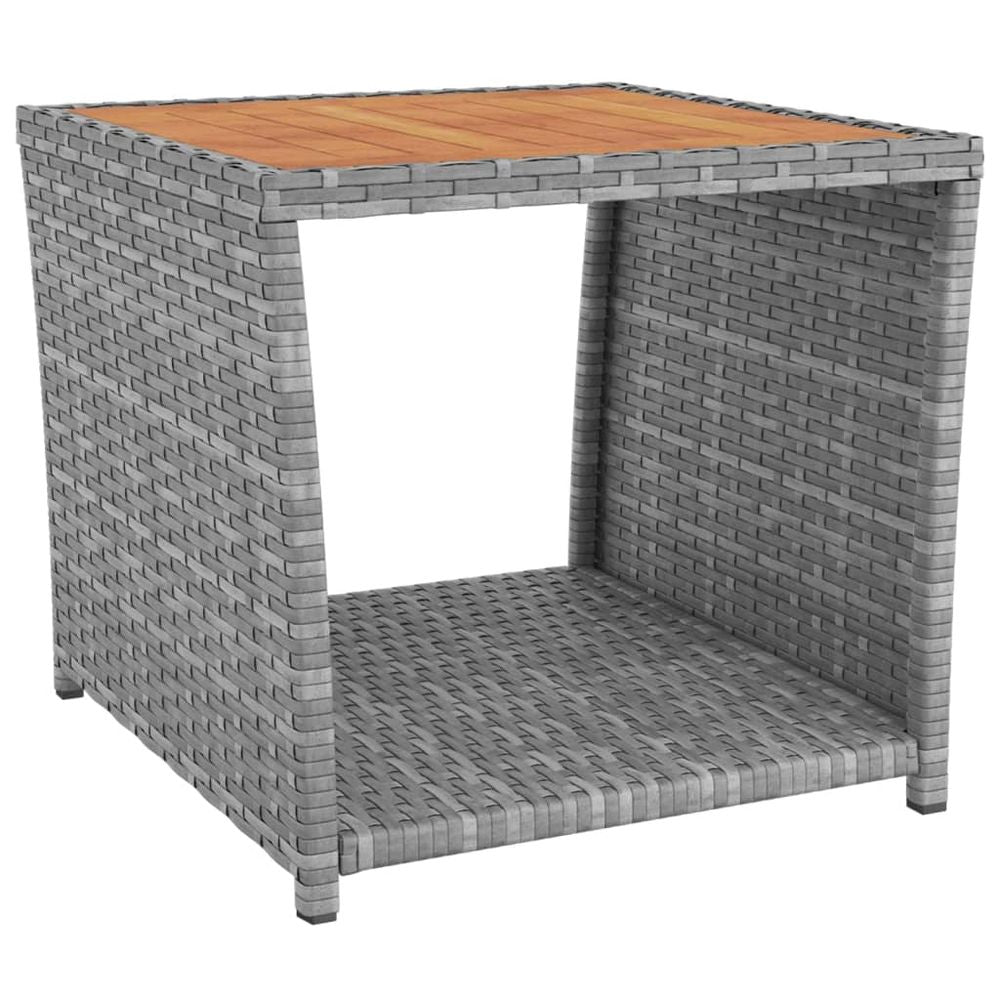 3 Piece Garden Lounge Set Grey Poly Rattan&Solid Wood Acacia - anydaydirect