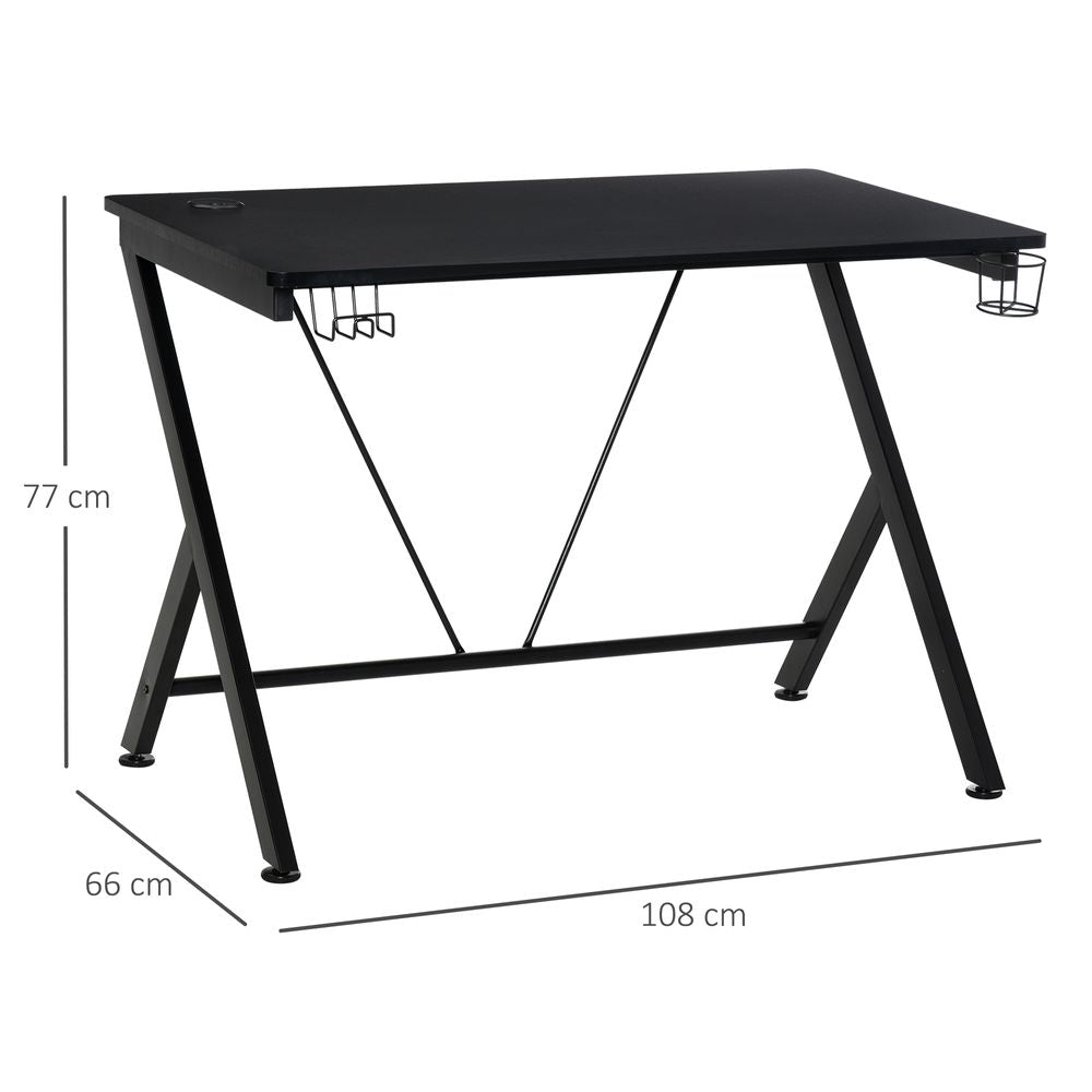 Gaming Desk Computer Table Metal Frame  Black - anydaydirect